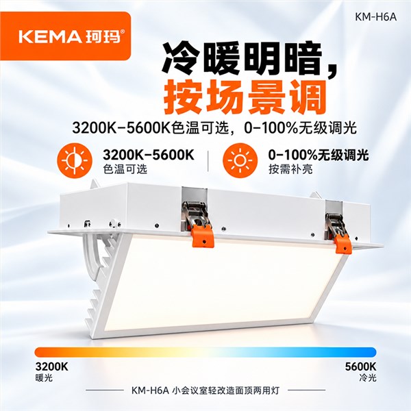 KM-H6A 小会议室轻改造防黑脸面顶两用灯