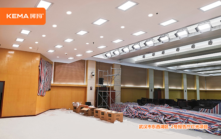 510㎡报告厅灯光：武汉东西湖区党校2号报告厅灯光改造项目